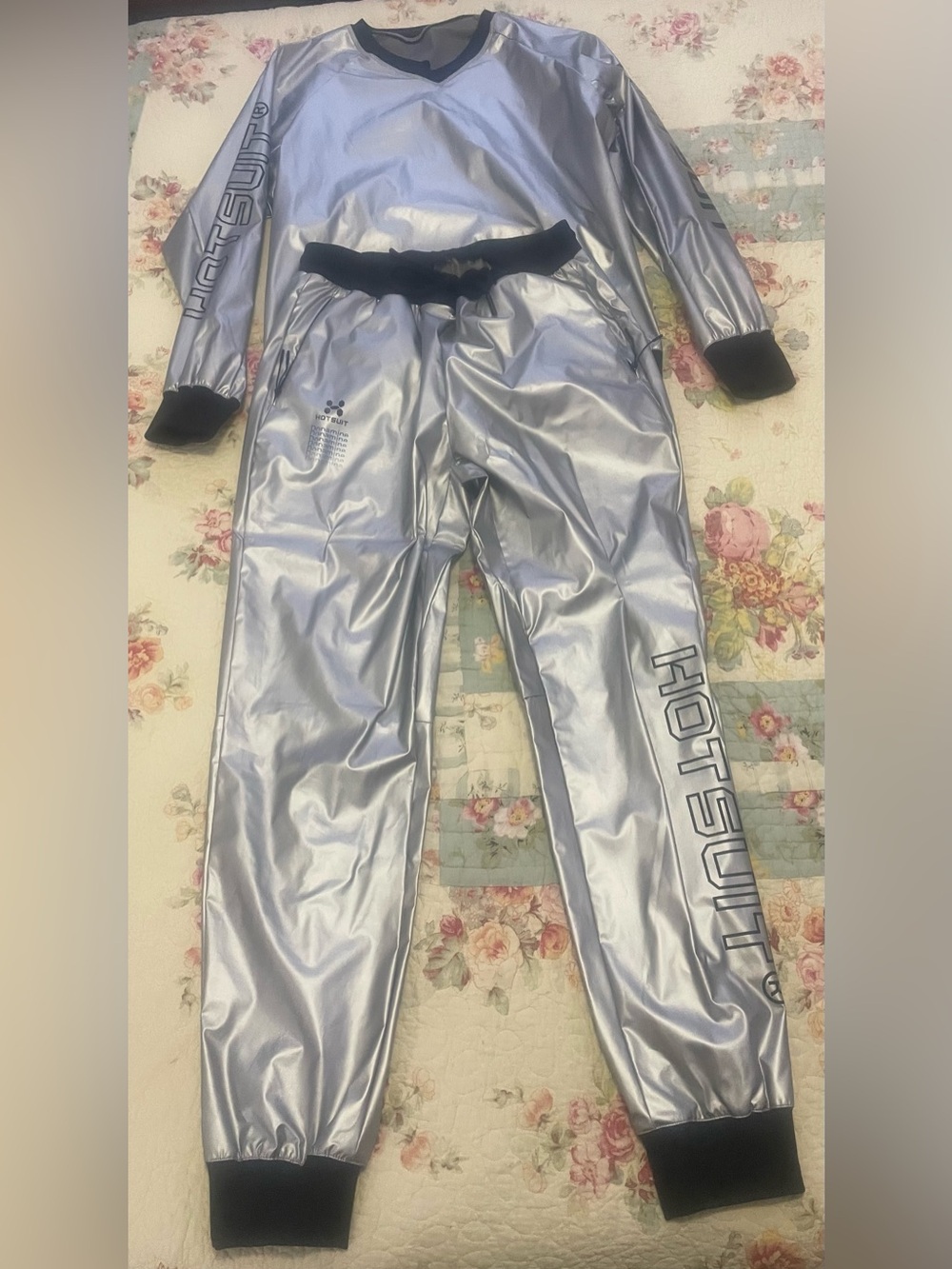 Silver Sauna Suit Pants & Top Set - Metallic Silver